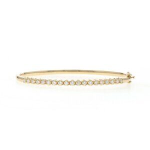 Yellow Gold Diamond Bangle Bracelet 6 1/4" - 18k Round Brilliant .85ctw